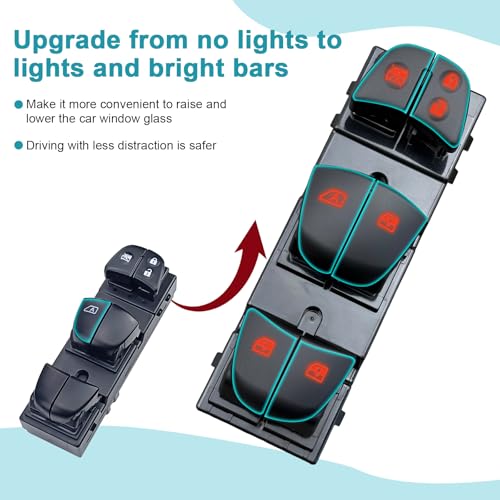 BELGEMAY Upgraded Illuminated Power Window Switch Kit for Nissan Altima/Pathfinder/Sentra/Rogue/Juke/Leaf/Sylphy (2011-2023) 3-Pack with Tools - 25411-1KL5A (Driver Side, Amber) by BELGEMAY - Image 4