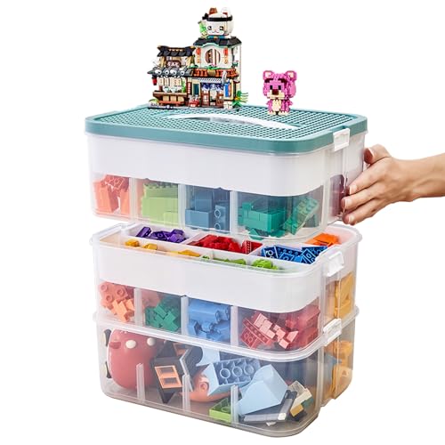 3 Stufen Aufbewahrungsbox für Lego Bausteine Stapelbar Legosteine...