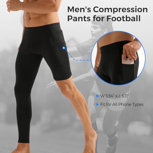 Hotfiary 2 Pack Men's One Leg Compression Pants Basketball Tights Long Football Single Leg Sleeve Sports Athletic Base Layer4