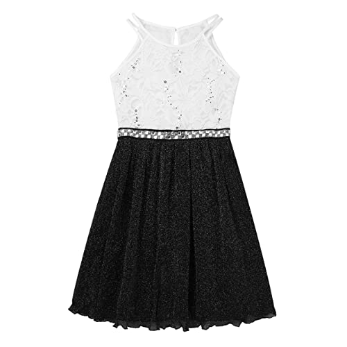 YiZYiF Big Girls' Halter Sequins Lace Chiffon Flower Dress Junior Wedding Bridesmaid Prom Party Gowns4