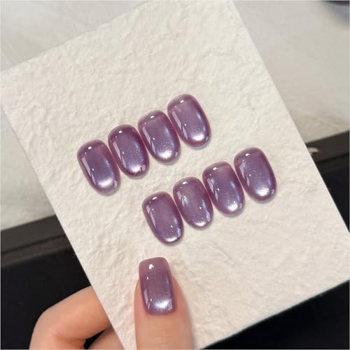 GAOY Purple Glassy Cat Eye Gel Nail Polish, 16ml Glitter Holograp...