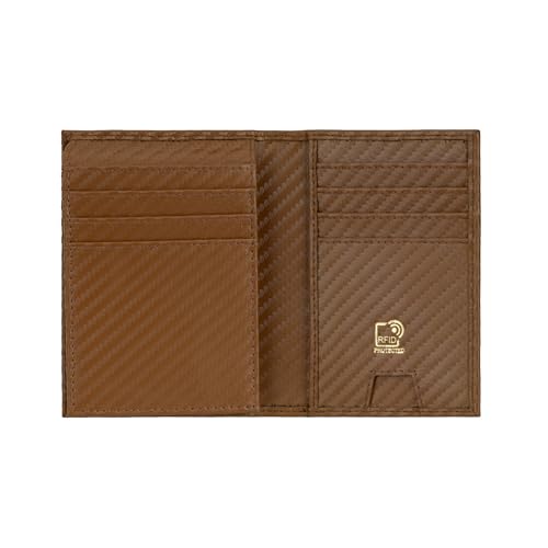 Image of Premium RFID Blocking Wallet for Men | Slim Carbon Fiber Leather with 12 Card Slots, Clear ID Window & Cash Pocket | Durable Bifold Genuine Cow Fiber Leather Wallet (Carbon CONIAC)