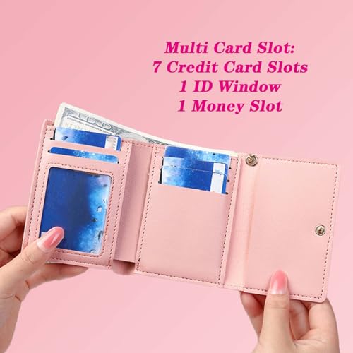 Cute Cat Small Wallet Woman with 7 Card Slots and ID Window, Short Woman Wallet Small Kitten Womens Purses with Cat Paw Decoration (Cat, Blue)4