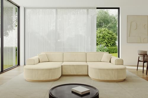 ALTDECOR Ecksofa in U-Form Corner Sofa Bett Eckcouch Couch L-Form Wohnlandschaft Cauchsofa MARI-U1-v2-295x165x81 cm Beige