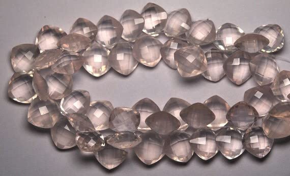 Rose quartz faceted briolettes 11x11mm pour perles et création de bijoux