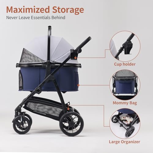 Image of 3-in-1 Dog Stroller for Small and Medium-Sized Dogs up to 55 lbs