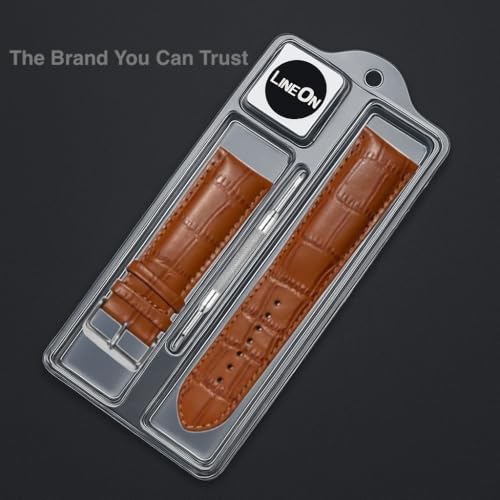 Image of Lineon 22mm Half Padded Leather Mens Watch Strap For Branded Watches Compitable with Titan, Timex, Casio, Sonata, Tool and Pins Include