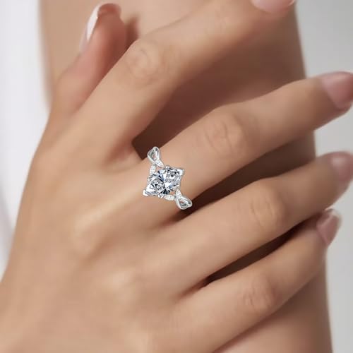 Moissanite Engagement Rings for Women Princess Cut/Oval Cut/Cushion Cut/Pear Shape Cut Moissanite Ring 925 Sterling Silver White Gold Promise Bridal Ring Jewelry Gift for Wife2