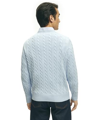 Brooks Brothers Men's Regular Fit Supima Cotton Long Sleeve Half-Zip Sweater, Light Blue/Blue, Small2