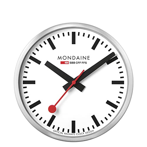 Mondaine - Wall Clock A990.CLOCK.16SBB 25cm - Official Swiss Railways Clock Red Second Hand Aluminium Casing - Dust Resistant - Watches for Men - Image 6