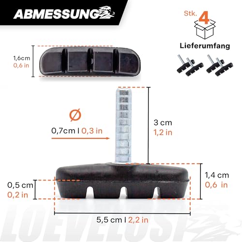 LOEVELOSI Cantilever Bremsbacken Set - 4er Pack Bremsklötze, Bremsschuhe 55mm Fahrrad Bremsbeläge Cantilever - Hohe Performance & Langlebigkeit für Felgenbremsen - Fahrrad Bremsklötze Cantilever