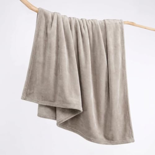 Image of Martha Stewart - Twin Size Blanket, Ultra-Soft Plush Fleece Throw Blanket with Double-Needle Stitching, 350 GSM, Medium Weight Bedding for Bed or Couch (Bedford Solid Grey)