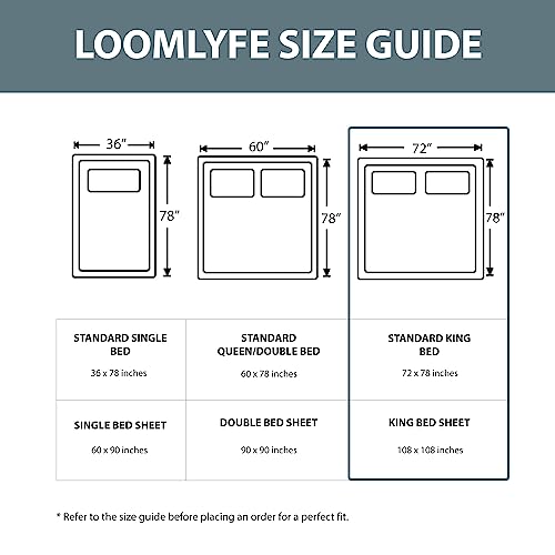 Image of LOOMLYFE 300 TC Microfiber XXL Soft Cotton Super King Size Bedsheet for Double Bed, King Size 108 Inches X 108 Inches, 9 Feet, 275 X 275 cm with 2 Large Size Pillow Covers - SkyBlueFlowers
