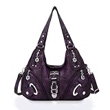 Angel Kiss Damen Schultertasche Hobo Tasche Umhängetaschen Schlusstaschen Henkeltaschen weiches PU Leder mit Reißver Handtasche Viele Fächer tolle tasche für Frauen (Mode Lila)