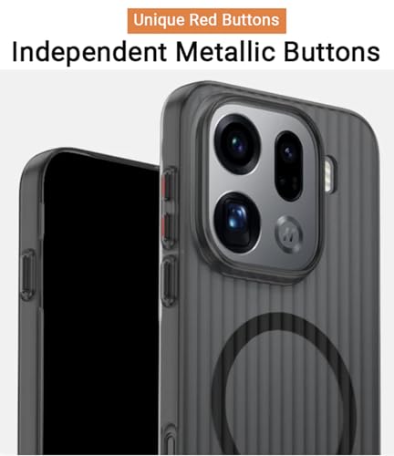 Image of Kapa Wave Magnetic Frosted Grip Back Cover for Oppo Find X9 Pro | [MagSafe Compatible] Wireless Charging, Slim, Metal Buttons Matte Finish Back Case (Grey)