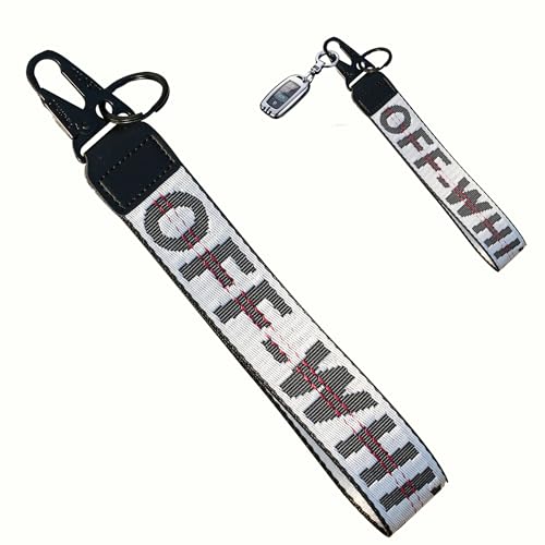 GCHSSS Car KeyChain With Fabric Wristband And Keyring Accessories Durable Jeans Embellishment Design Hang Your Car Keys And Wallet Easily Stylish Wrist Lanyard For Men And Women Daily Use(White)