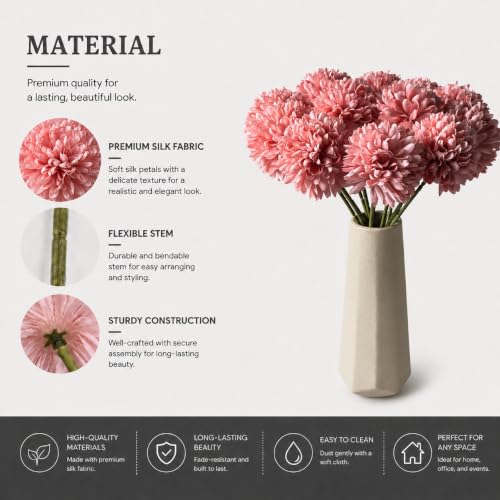 Image of Mandy's 12pcs Artificial Dusty Pink Ball Chrysanthemum Flowers