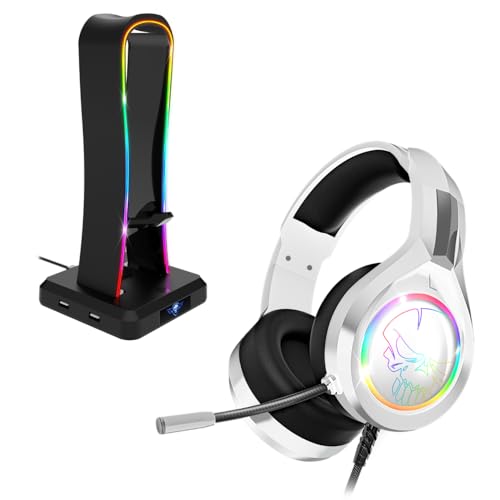 Spirit Of Gamer, Pack Casque + Support RGB, Casque Gaming Blanc Filaire RGB avec Micro, Compatible PS5, PS4, Xbox, Switch & PC, Porte Casque Gaming...