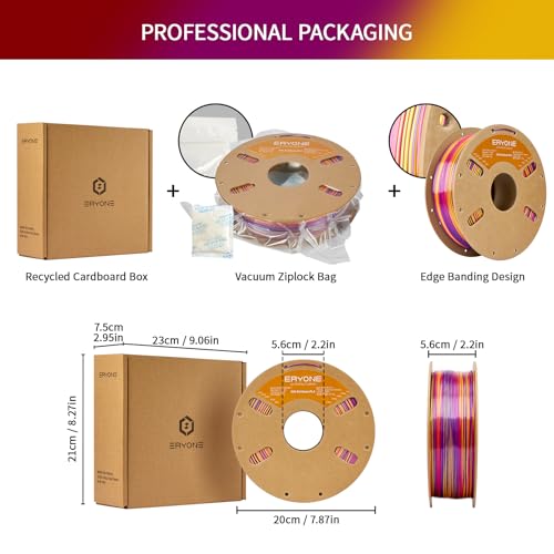 Image of ERYONE Silk Twist Rainbow 3D Printer PLA Filament 1.75 + /-0.03mm, Shiny Multicolor Filament PLA 1KG(2.2LBS), Inferno (Red Gold Purple)