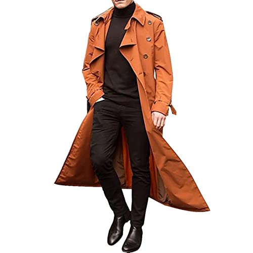 Ymosrh Mens Winter Jackets Men's Long-Slevee Luxury Full Length Trench Coat Long Wool Overcoat Coats for Men