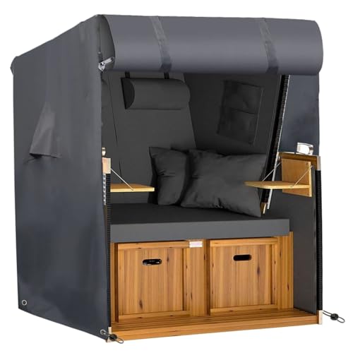 Climecare Strandkorb Schutzhülle Oxford 600D Polyester Winterfest-wasserdichte, UV-beständige & Windfeste Abdeckhaube Grau(135x105x175/140cm)