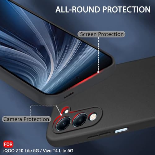 Image of TheGiftKart Sleek Back Cover Case for iQOO Z10 Lite 5G / Vivo T4 Lite 5G | Slim Fit Protective Design | Ultra Matte Finish | Camera Protection Bump | Soft Silicon Back Cover Case (Silicone, Black)