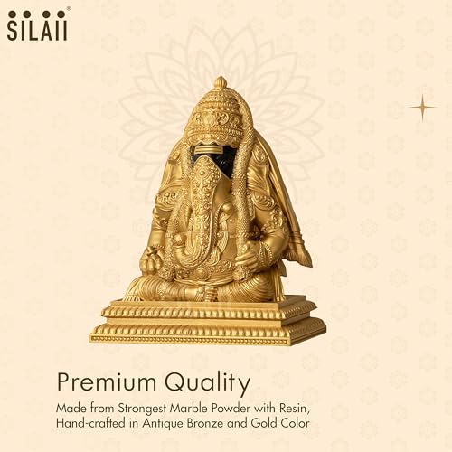 Image of SILAII Pillayarpatti Karpaga Vinayagar Idol - Sacred Wish-Granting Ganesha Murti Showpiece & Statue for Home Decor, Pooja Room, House Warming Gifts (Gold, 6 INCHES)