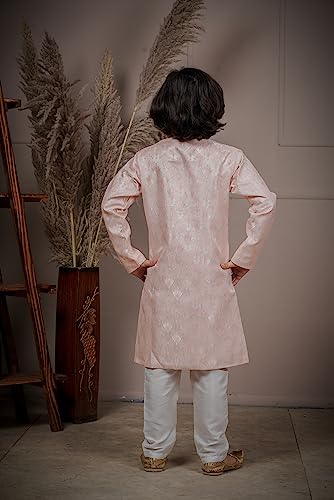 Image of Amzira Men's Soft Cotton Indo Western Kurta Pyjama Set with Mandarin Collared Neck Long Sleeves Button Closure and Solid Pant