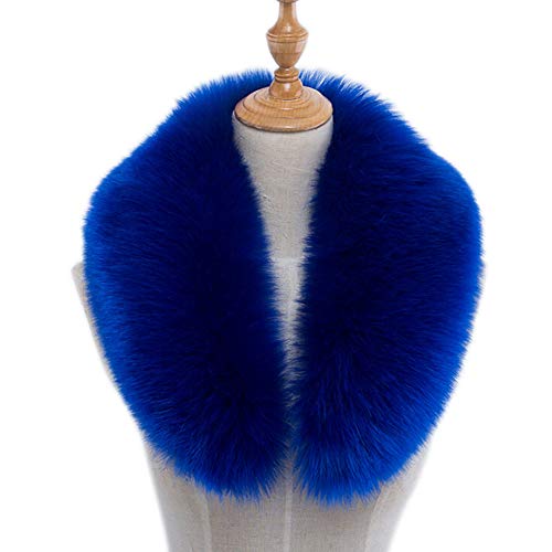 ihreesy Women Winter Artificial Faux Fur Scarf,90CM Detachable Faux Fur Hood with Buttons for Winter Coat Parka Jacket Fur Collar Faux Collar For Coats,Royal Blue