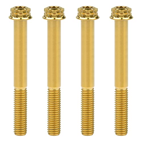 Image of Titanium Flange 12 Point Head M8 x15 20 25 30 35 40 45 50 55 60 65mm Screw Bolt Pack of 4 (M8x65mm, Gold)