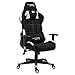 IDIMEX Chaise de Bureau Gamer Force Fauteuil Gaming Ergonomique pivotant, siège baquet Racer avec Dossier inclinable accoudoirs réglables et Coussins pour Le Dos, revêtement Tissu Noir/Blanc
