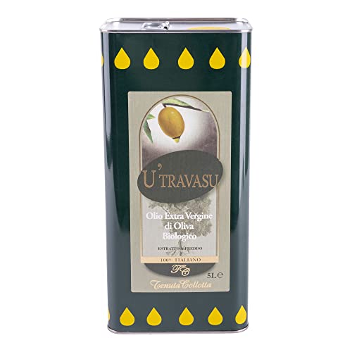 U'Travasu® - Biologische Extra Vierge Olijfolie blik 5l - 100% Italiaans - Gemaakt in Sicilië - Koud geperst