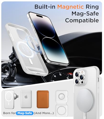 Image of Magnetic Compatible with iPhone 14 Pro Max Case, [Built-in Invisible Kickstand][Compatible with MagSafe] [Military Grade Shockproof] Slim Translucent Matte Phone Case for iPhone 14 Pro Max 6.7 inch
