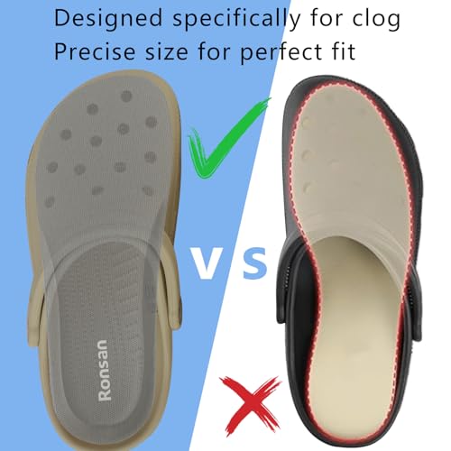 Image of Ronsan Shoe Insoles of Clog Garden Shoes, Extra Wide Barefoot Shoe Inserts Pads for Nurse Shoes, Garden Work Sandals, Thin Replacement Insoles for Women 6 / Men Size 4, Grey