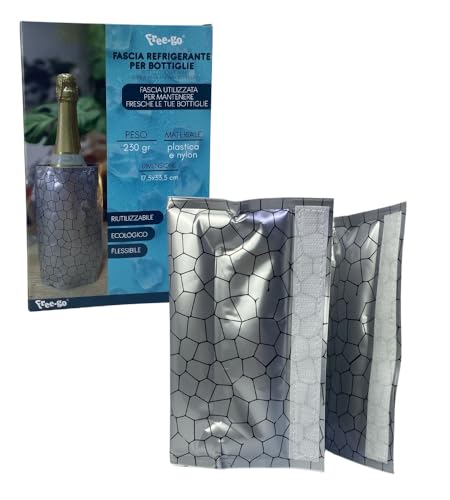 Banda enfriadora de PVC, enfriador para botellas portátil – Bolsa enfriadora para vino con liberación rápida Refrigerante para enfriar cerveza, vino y bebidas, gris, 33,5 x 17,5 cm