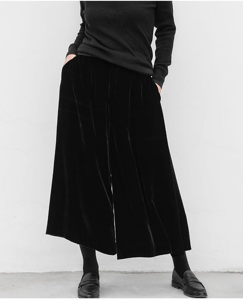 Mulberry Silk Velvet Women's Three-inch Pants, Wide-Leg Loose Pants, Comfortable and Cool for Spring and Summer