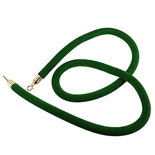 YXXSDP Velvet Queue Barrier Rope for VIP Entry, Twisted Hanging Crowd Control Stanchion Rope, with Gold Hooks, 2/3/4/5/7/9/10 Ft Long (Color : Green, Size : 1.5m/5ft/59inch)