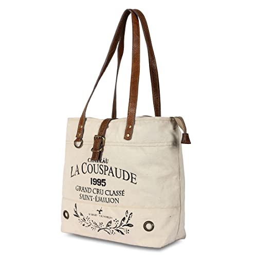 Bolso de lona grande tipo tote para mujer miniatura 5