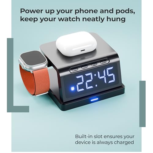 Image of Lifelong Wireless Charging Alarm Clock with Phone Stand | Fast Wireless Charger for All Compatible Smartphones|LED Digital Display with Adjustable Brightness|Dual USB Ports & Smart Nightstand Desk Use