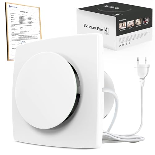 BUMSOU Bathroom fan Aufgerüstet Leiser Badlüfter 100mm - 130m³/h Starker Lüftung Energiesparend WC Lüfter - Badezimmer Lüfter mit IPX4, Idealer Abluftventilator für Bad WC Keller Garage Küche