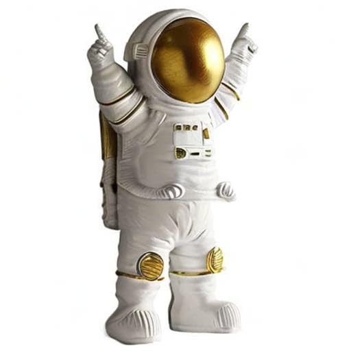 Estatua de astronauta decorativa de resina dorada miniatura 7