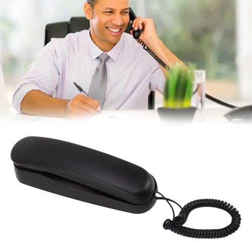 An der Wand Montierbares Telefon, Verstellbares Schnurgebundenes Telefon mit Klarem Klang, An der Wand Montierbares Festnetztelefon für das Büro zu Hause Im Hotel (Black)