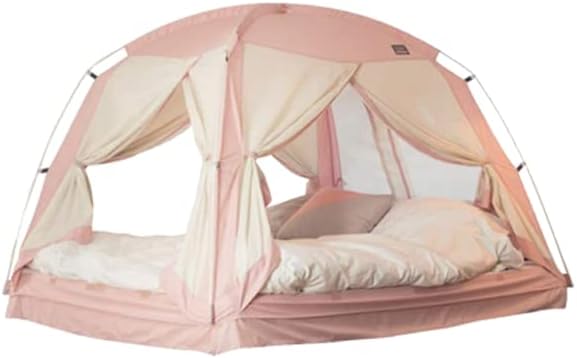 DDASUMI タスミ 暖房テント ルームテント 室内 Sサイズ4ドア 温活 不眠 快眠 安眠 コットン質感 洗える コンパクト 子供 大人用 ペット 省エネ 節電 節約 保湿 天蓋 IDOGEN 正規輸入 防災 シグネチャー（ピンク）4dDTPK-S