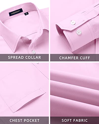 Image of HISDERN Mens Dress Shirt with Tie Pocket Square Set Classic Button Down Shirt Matching Tie Long Sleeve Shirts