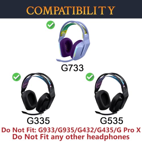Image of SOULWIT Cooling Gel Earpads Replacement for Logitech G733 /G535 /G335 Lightspeed Wireless Gaming Headset, Ear Pads Cushions with Comfort Noise Isolation Foam - Purple