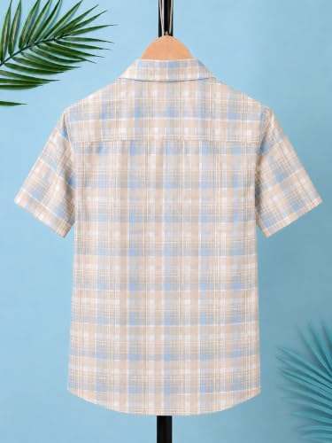 Image of TAGAS Boys Checkered Shirt | Kids Plaid Casual Shirts | Short Sleeve Regular wear Clothes for Boys | Stylish Summer, Party, Holiday, Beach