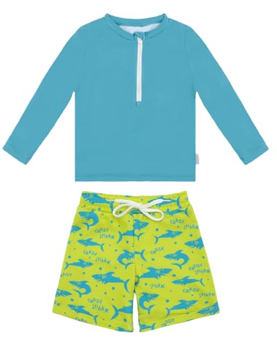 ALVABABY Long Sleeve Rashguards, Baby/Toddler Boys' Rash Guard Sets,Neon Boy Swimsuit UPF 50+Two Piece Bathing Suit ST-R25-3-4T