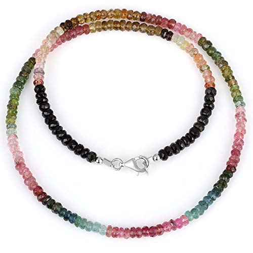NirvanaIN Multi Tourmaline Faceted Rondelle Necklace Multi Color Necklace All Purpose Piece Semi Precious Gemstone Engagement Gift2