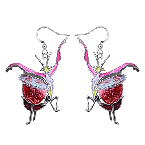 Lonyoo Zinc Alloy Funny Mantis Earrings Dangle Jewelry Mantis Insect Earrings Gifts For Women Girls Charms (Red) #TOP8