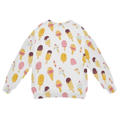 JUNZAN Ice Cream White Kids Boys Sweatshirt Hoodie Long Sleeve Kids Hoodies Boys Camping 4T2